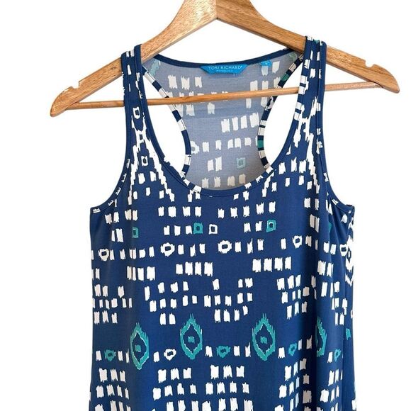 Tori Richard Honolulu Tank Maxi Dress Blue White Scoop Neck Sleeveless Size S - Picture 3 of 7